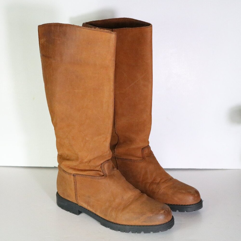 Eddie Bauer Vintage Tall Leather Riding Boots Womens 10 Brown Made in Canada